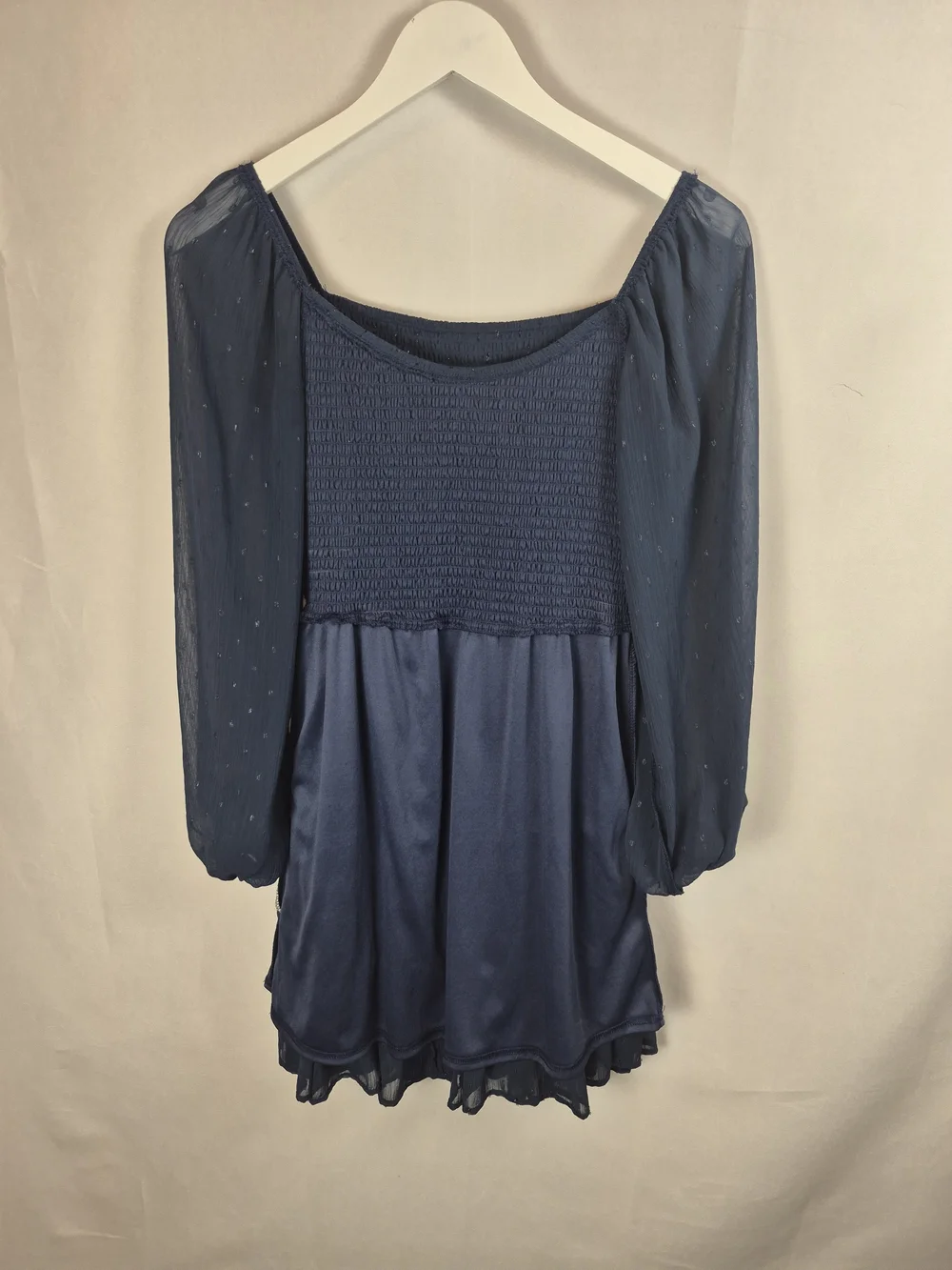 Altar'd State Navy Blue Boho Smocked Mini Dress Size S